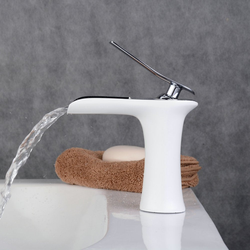 Gold Copper Bathroom Sink Waterfall Faucet