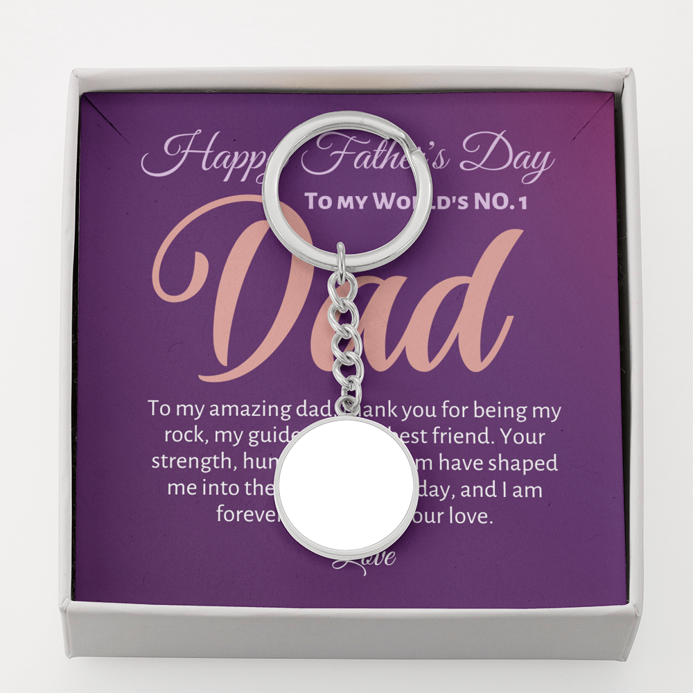 Dad No. 1 Graphic Circle Keychainv