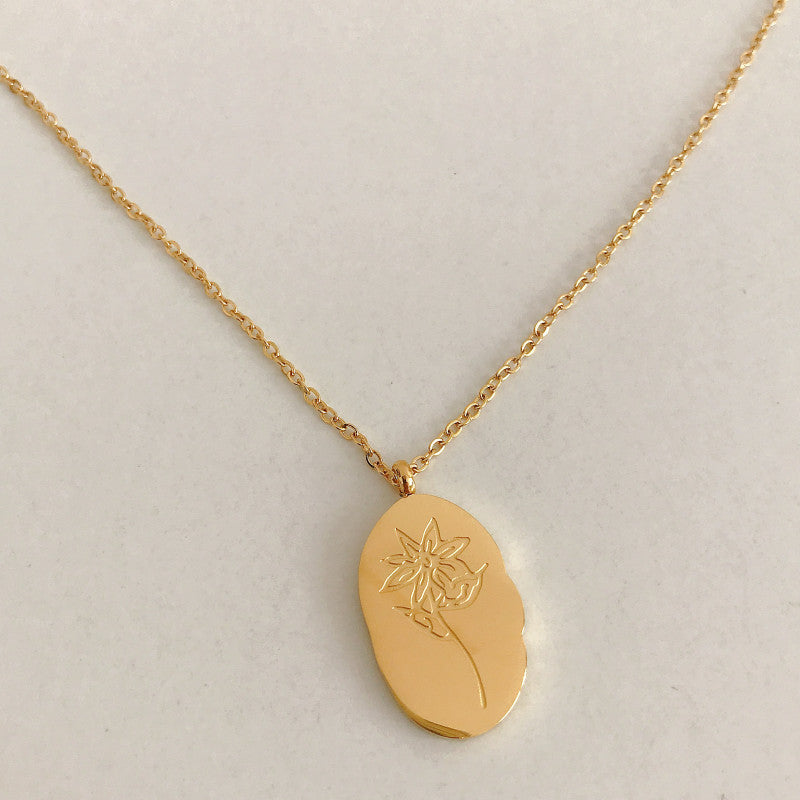 Stainless Steel December Flower Birth Necklace Month