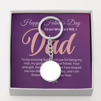 Dad No. 1 Graphic Circle Keychainv