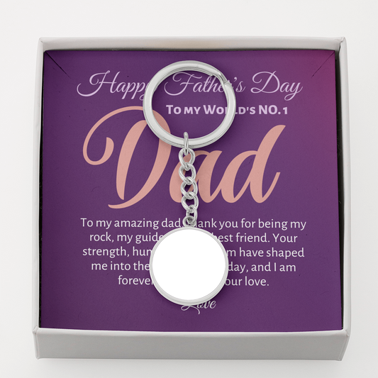 Dad No. 1 Graphic Circle Keychainv