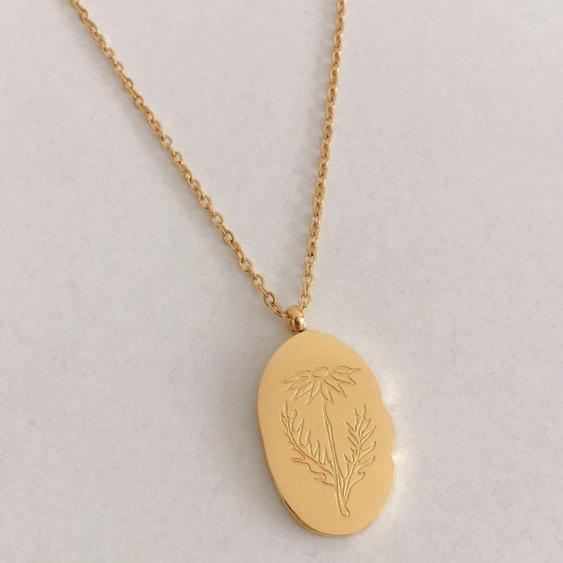 Stainless Steel December Flower Birth Necklace Month