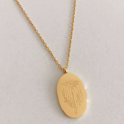 Stainless Steel December Flower Birth Necklace Month