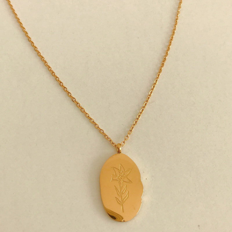 Stainless Steel December Flower Birth Necklace Month