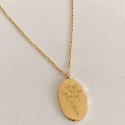 Stainless Steel December Flower Birth Necklace Month