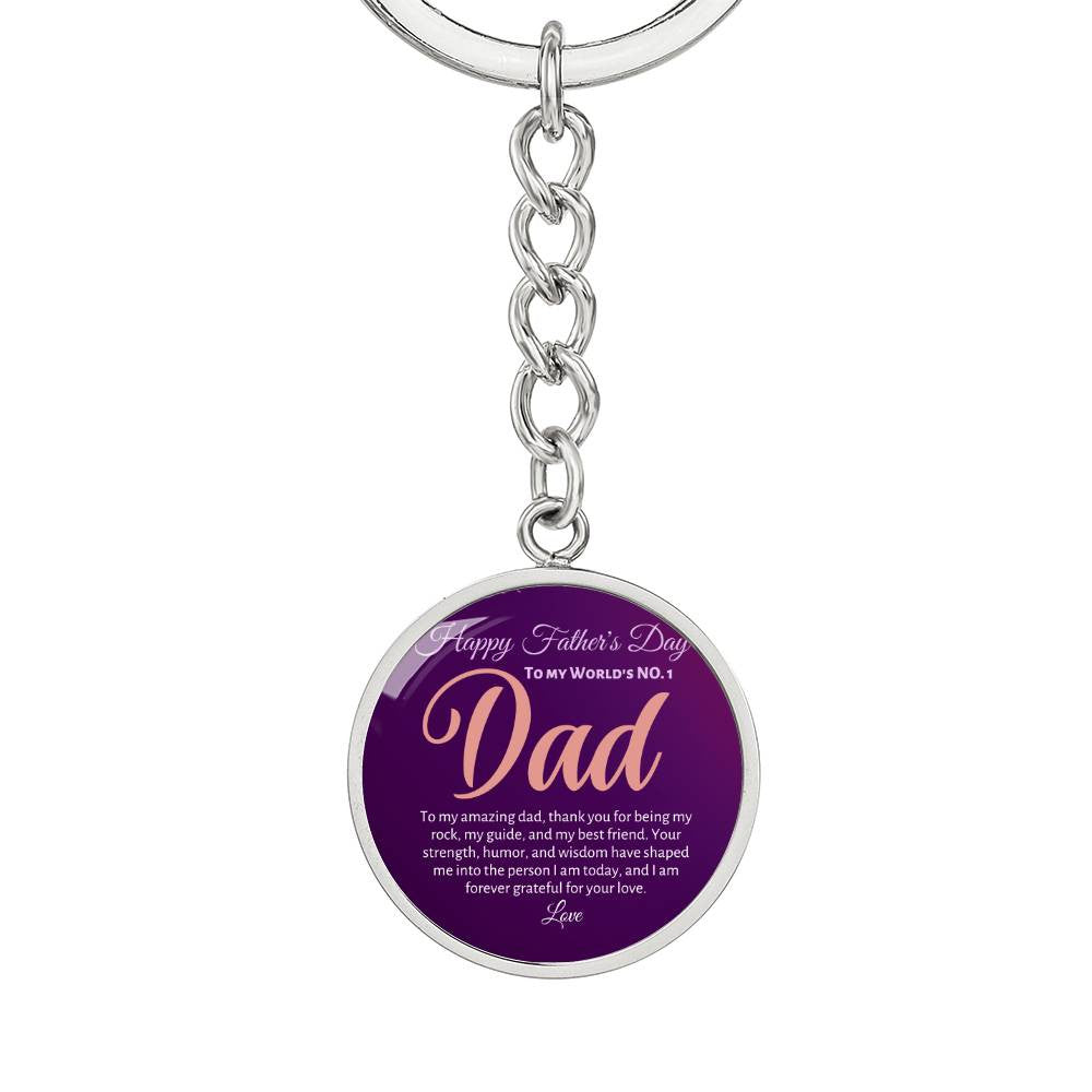 Dad No. 1 Graphic Circle Keychain