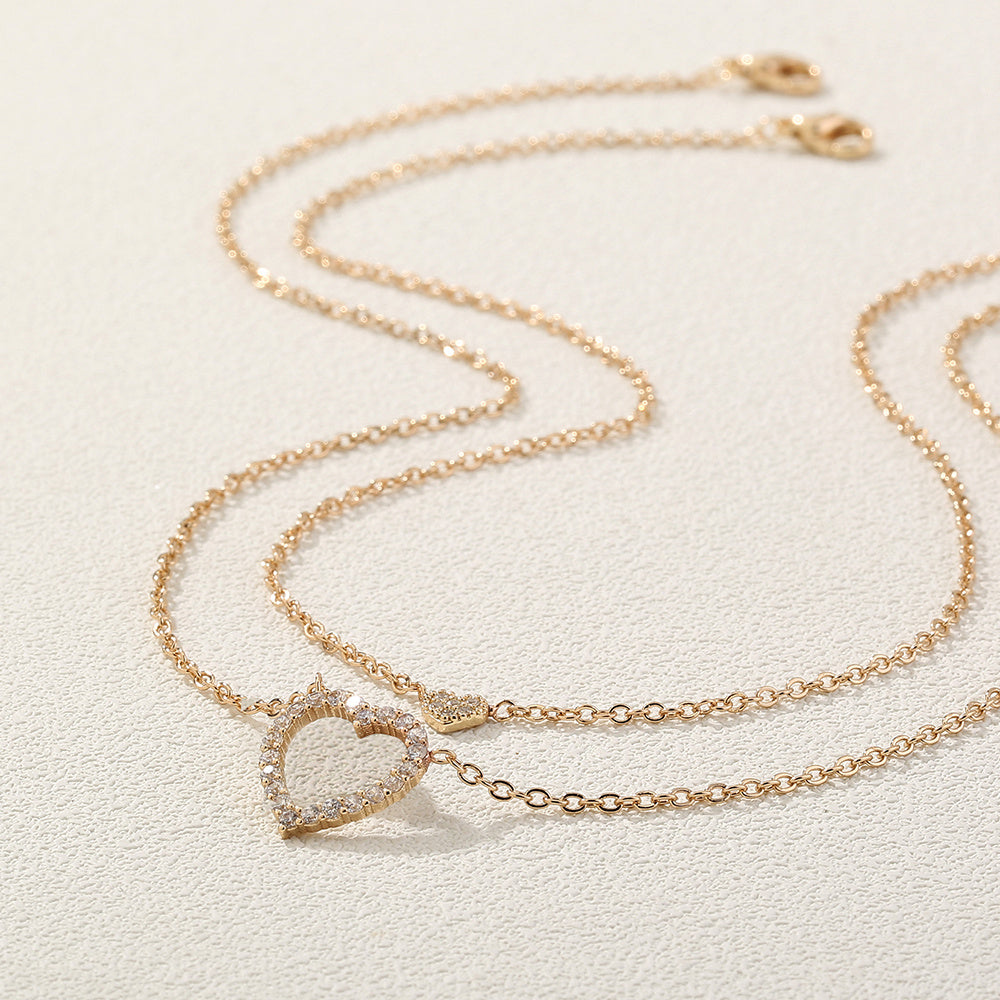 Heart Zircon Multilayer Necklace