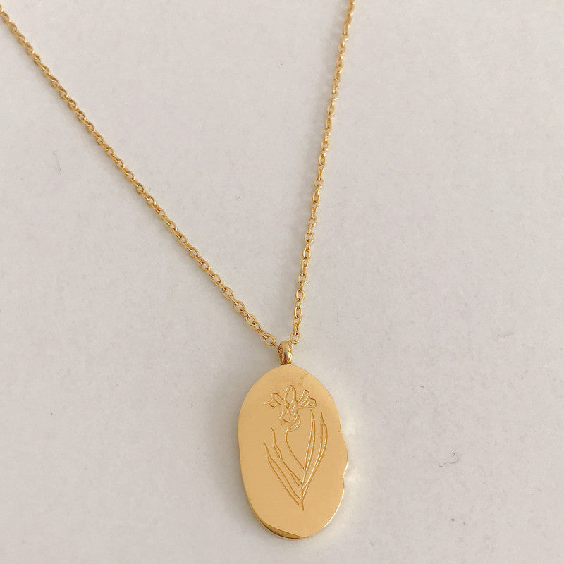 Stainless Steel December Flower Birth Necklace Month