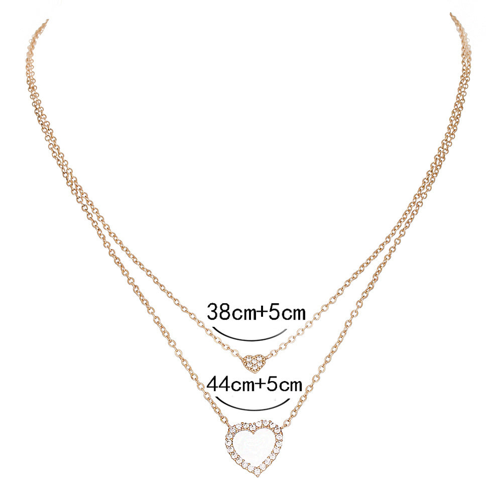 Heart Zircon Multilayer Necklace