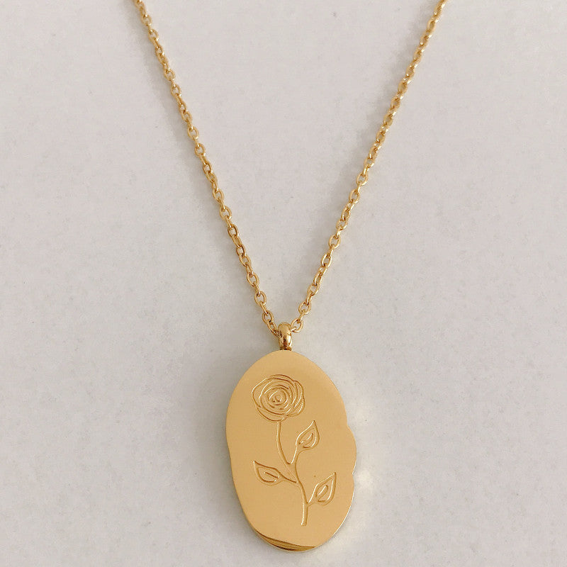 Stainless Steel December Flower Birth Necklace Month