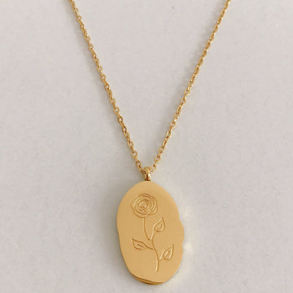 Stainless Steel December Flower Birth Necklace Month