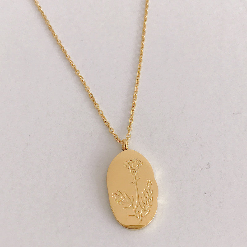 Stainless Steel December Flower Birth Necklace Month