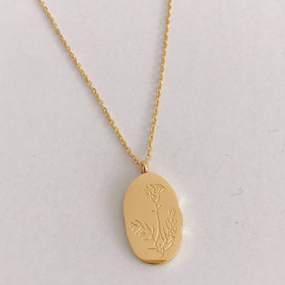 Stainless Steel December Flower Birth Necklace Month