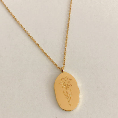 Stainless Steel December Flower Birth Necklace Month
