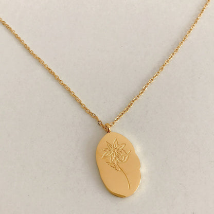 Stainless Steel December Flower Birth Necklace Month