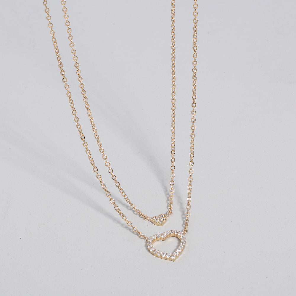 Heart Zircon Multilayer Necklace