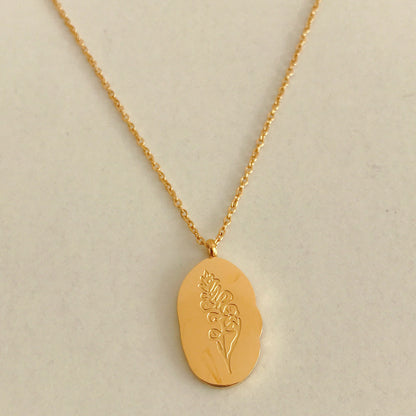 Stainless Steel December Flower Birth Necklace Month