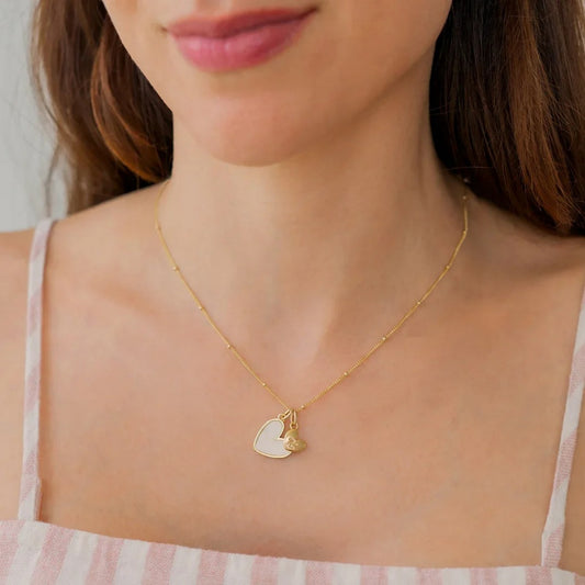 Personalized First Heart-shaped Bead Necklace