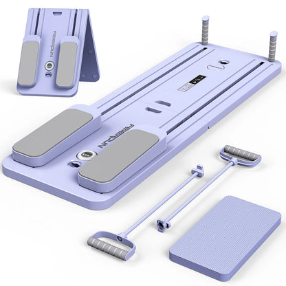 Ultimate 5-in-1 Folding Pilates Board - Portable Reformer Set for Women, 300 LBS Capacity in Stylish Purple