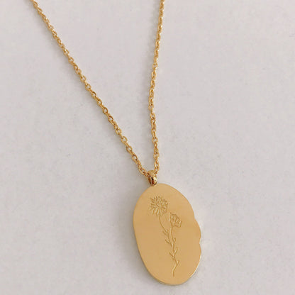 Stainless Steel December Flower Birth Necklace Month