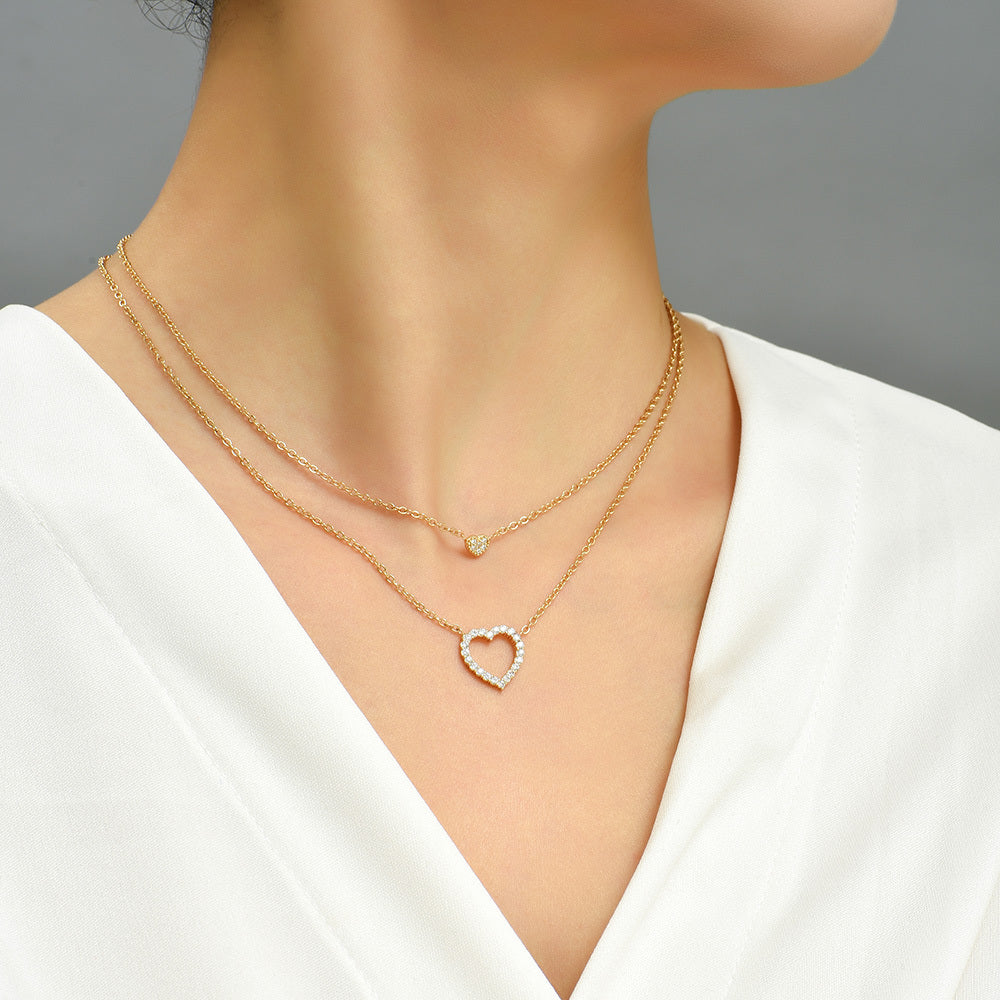 Heart Zircon Multilayer Necklace