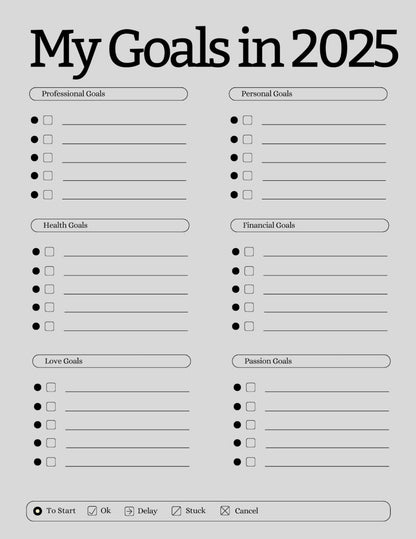Simple Minimal Yearly Goal Planner