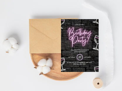 Glow in Dark Birthday Invite
