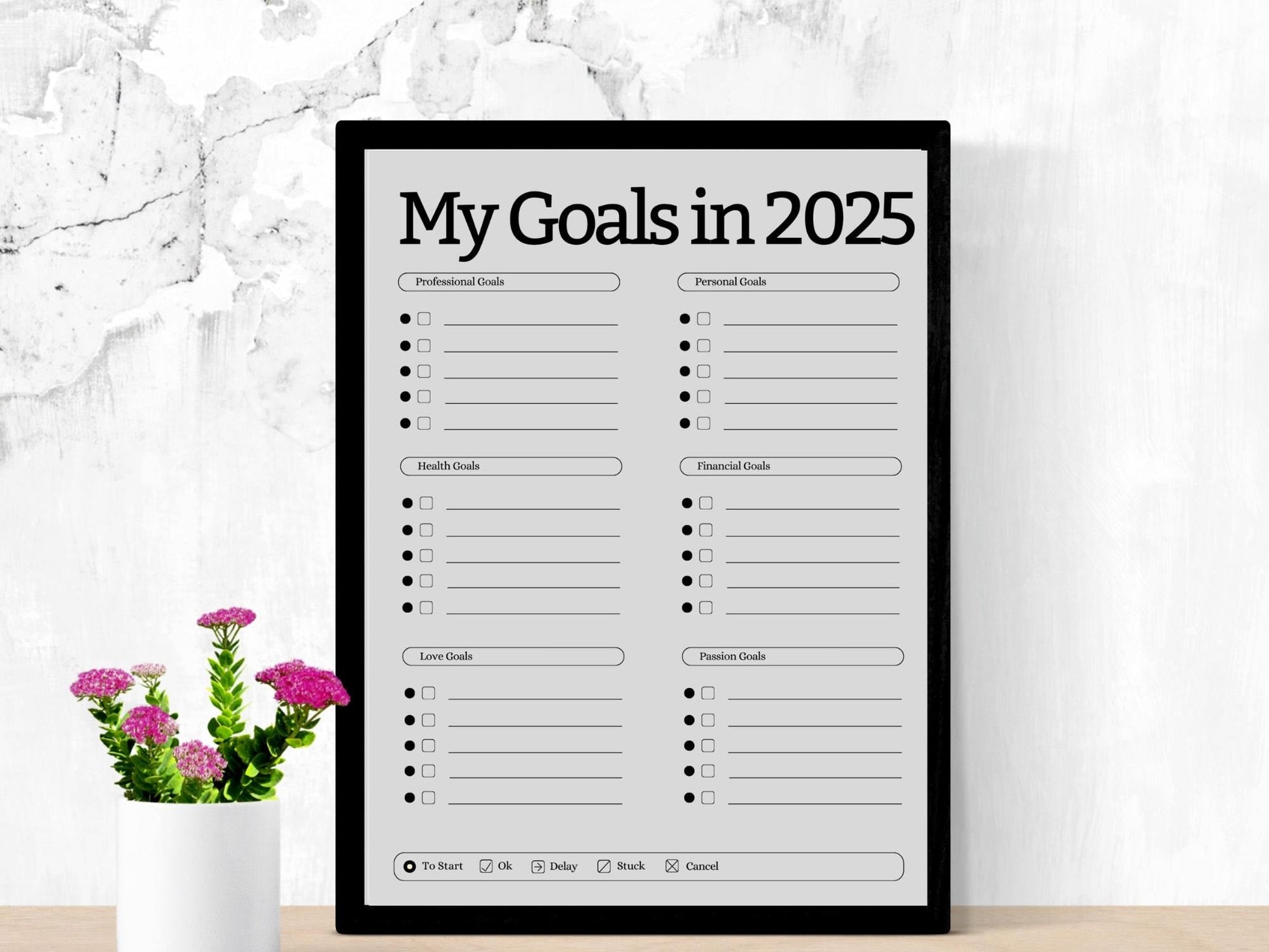 Simple Minimal Yearly Goal Planner