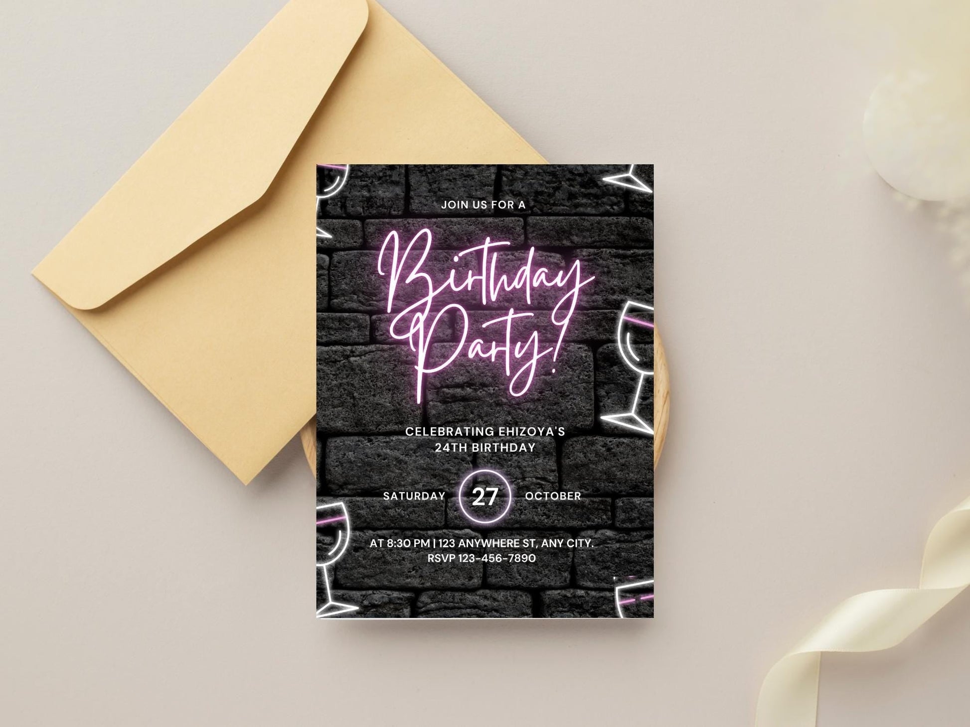 Glow in Dark Birthday Invite