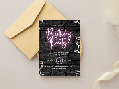 Glow in Dark Birthday Invite