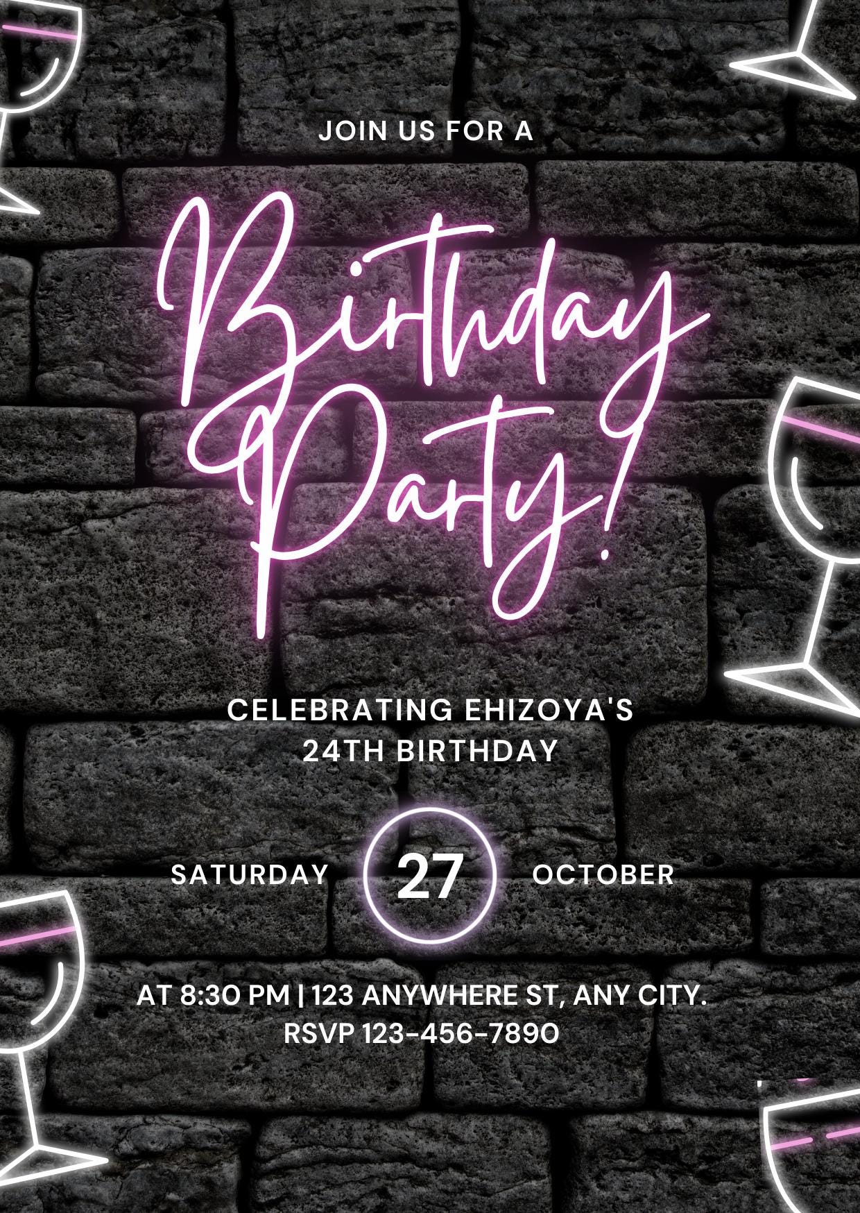 Glow in Dark Birthday Invite