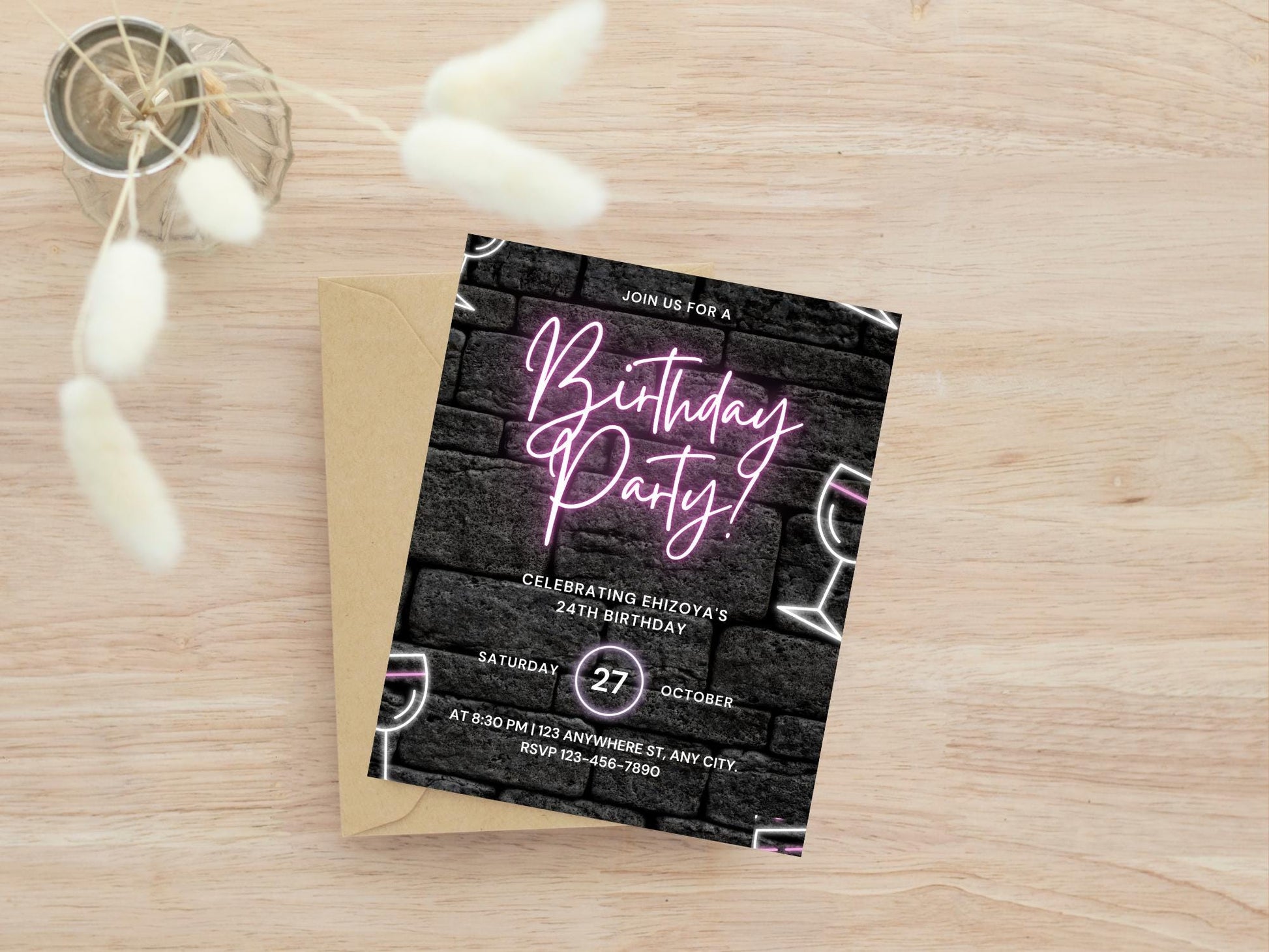 Glow in Dark Birthday Invite