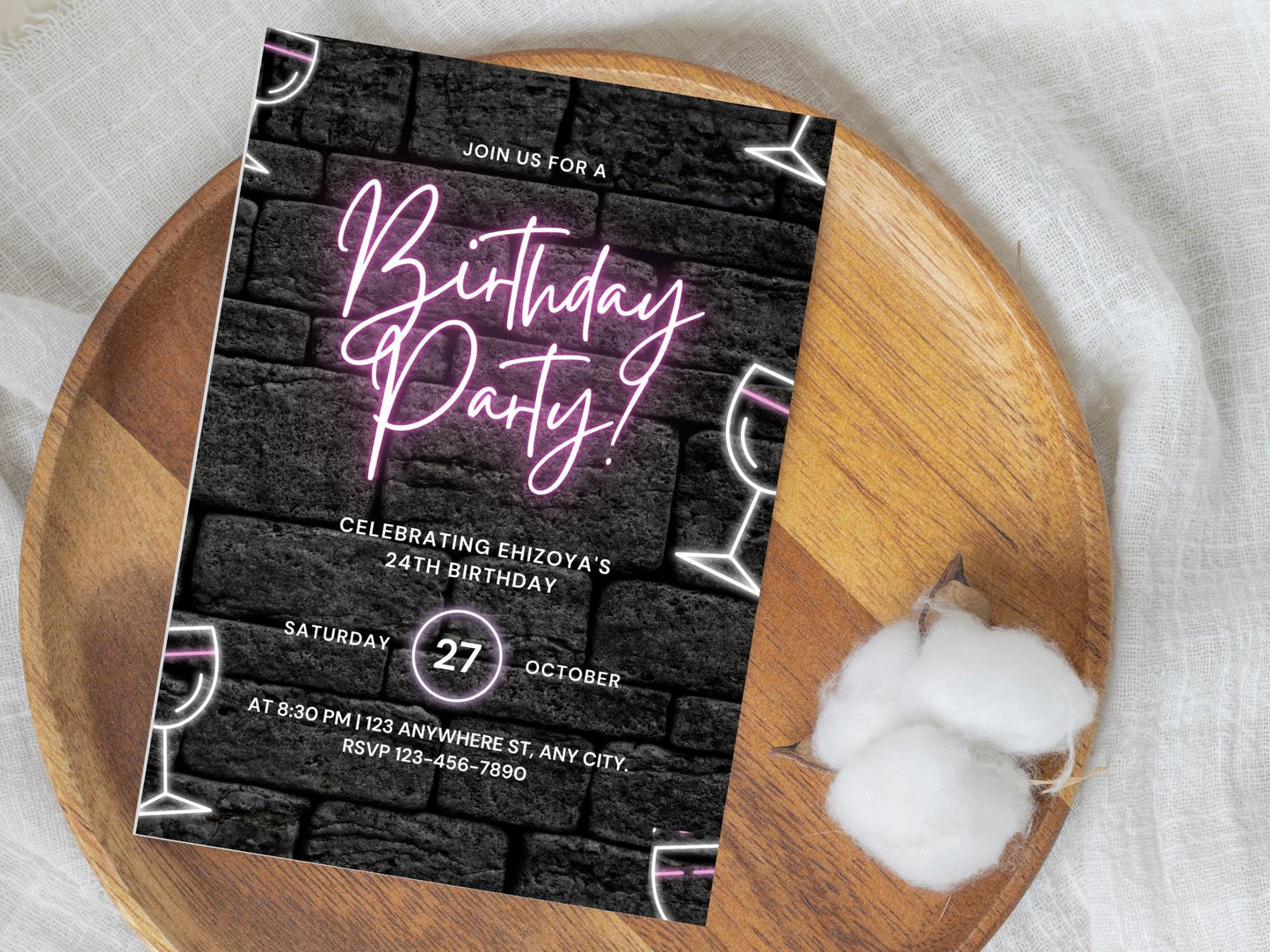 Glow in Dark Birthday Invite
