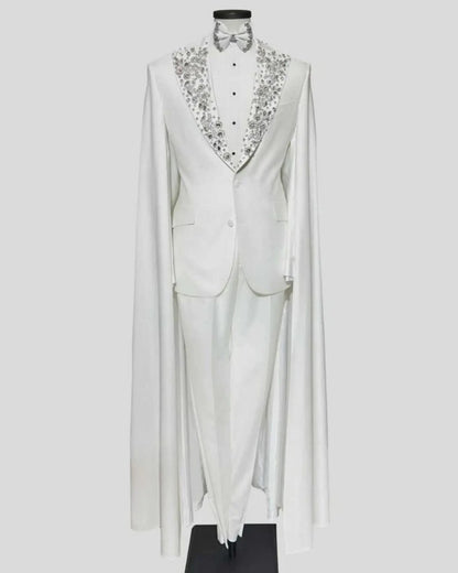 Luxury Diamond Wedding Suit for Men – 3-Piece Tuxedo Set (Jacket, Vest & Pants)