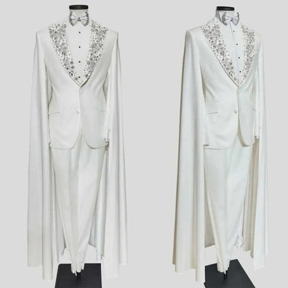 Luxury Diamond Wedding Suit for Men – 3-Piece Tuxedo Set (Jacket, Vest & Pants)