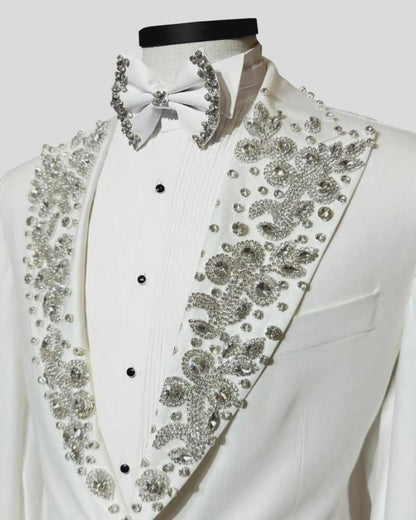 Luxury Diamond Wedding Suit for Men – 3-Piece Tuxedo Set (Jacket, Vest & Pants)