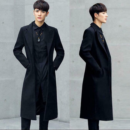 Men’s Slim Fit Long Overcoat – Classic Business Full-Length Coat Jacket