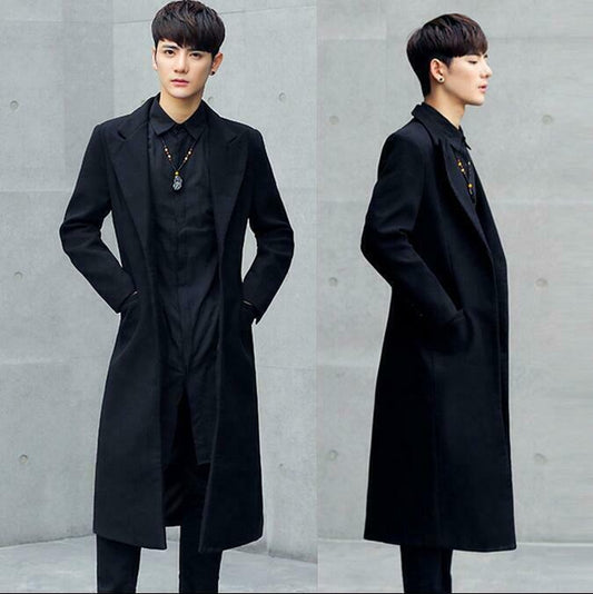 Men’s Slim Fit Long Overcoat – Classic Business Full-Length Coat Jacket