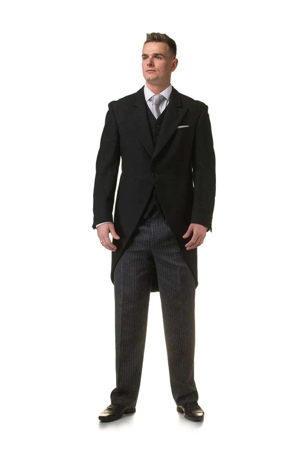 Men’s Wool Tailcoat Morning Suit – Classic Herringbone Formal Wedding & Royal Ascot Jacket