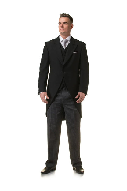 Men’s Wool Tailcoat Morning Suit – Classic Herringbone Formal Wedding & Royal Ascot Jacket