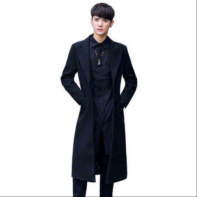 Men’s Slim Fit Long Overcoat – Classic Business Full-Length Coat Jacket