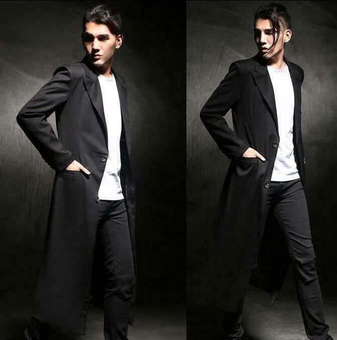 Men’s Slim Fit Long Overcoat – Classic Business Full-Length Coat Jacket