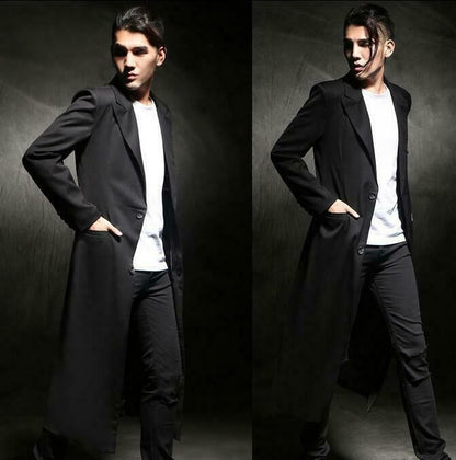 Men’s Slim Fit Long Overcoat – Classic Business Full-Length Coat Jacket