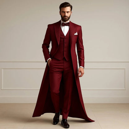 Luxury 3-Piece Wedding Suit for Men – Custom Fit Groom Tuxedo with Vest & Tailored Finish
