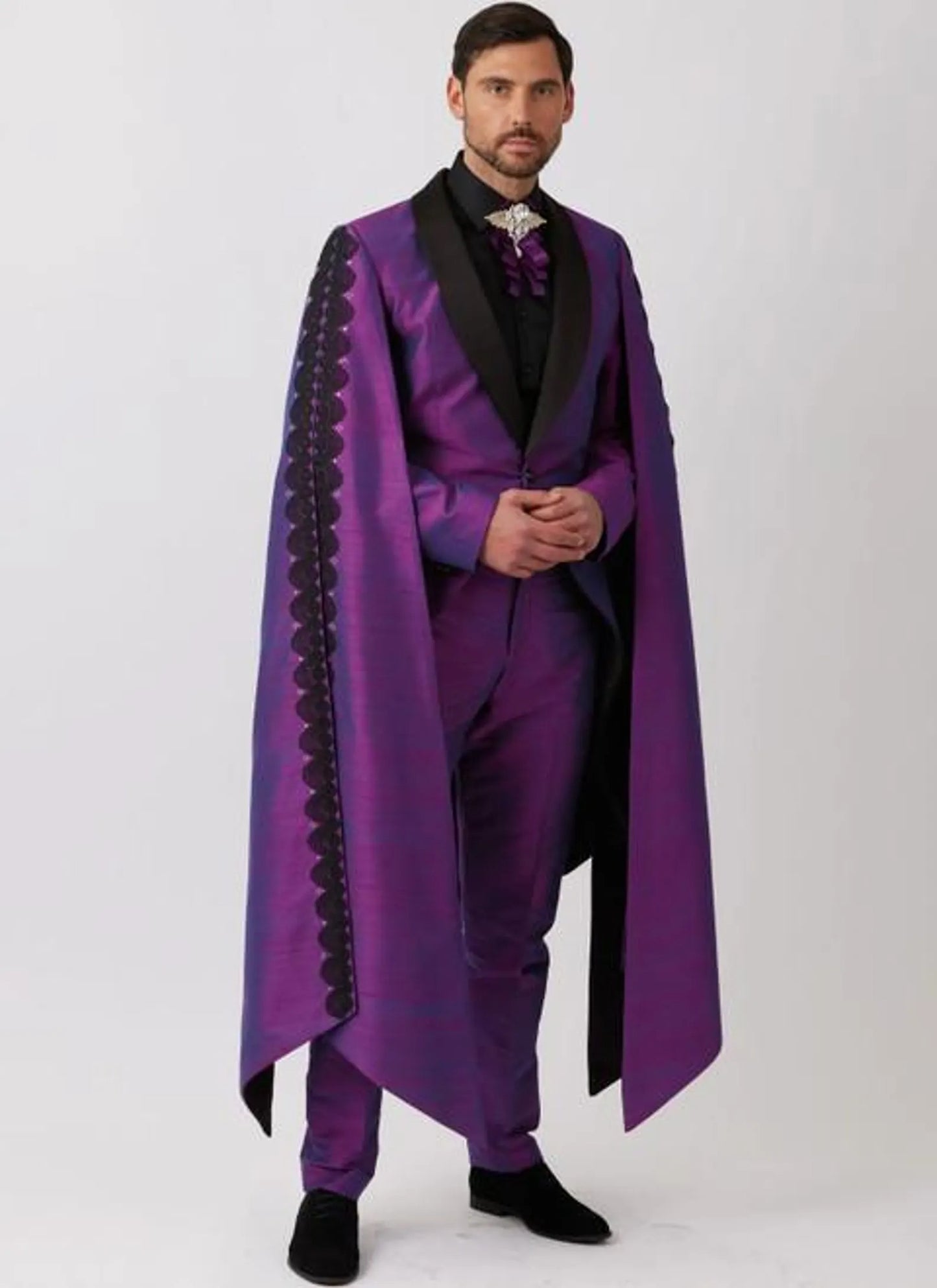 Elegant Steampunk Gentleman Coat – Gothic Wedding Rogue Suit for Men, Victorian Villain Costume