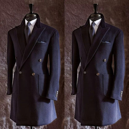 Men's Long Overcoat – Double Breasted Formal Business & Outdoor Wear
