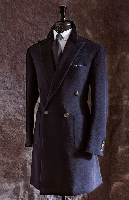 Men's Long Overcoat – Double Breasted Formal Business & Outdoor Wear