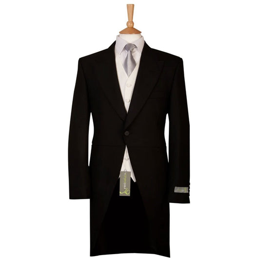 Men’s Wool Tailcoat Morning Suit – Classic Herringbone Formal Wedding & Royal Ascot Jacket