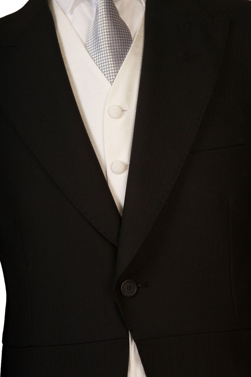 Men’s Wool Tailcoat Morning Suit – Classic Herringbone Formal Wedding & Royal Ascot Jacket