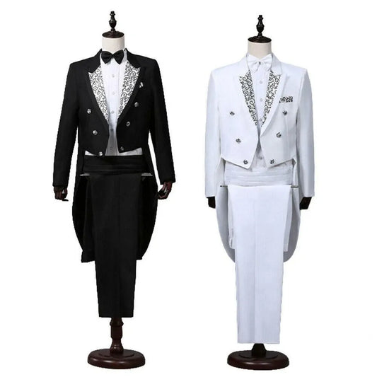 Men’s 2 Piece Tuxedo Suit with Tailcoat Jacket and Trousers – Formal Dinner, Prom & Wedding Attire